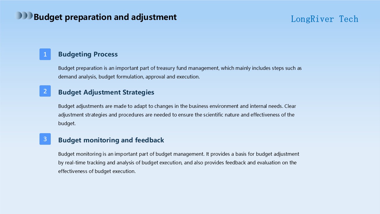 LongRiverTech A complete analysis of treasury fund management software Budget preparation and adjustment