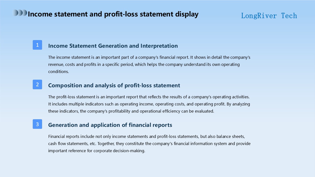 LongRiverTech A complete analysis of treasury fund management software Display of income statement and profit and loss statement